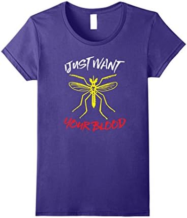 Womens I Just Want Your Blood Mosquito T Shirt Small Purple