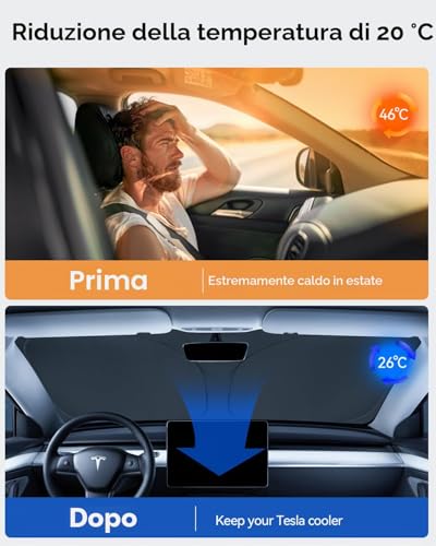 LANTU Windscreen Screen for Tesla Model 3/Y Folding Sun Shade with Storage Bag Blocks UV Rays Umbrella Model 3/Y 2018-2026 Highland Juniper Accessories