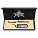 Masonic Symbol Black Enamel Pen And Freemason Faux-leather Key Ring Gift Set