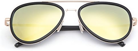 MT MIT Aviator Polarized Mirror Lens Double Frame Sunglasses for Women and Men(Black_Yellow Green)