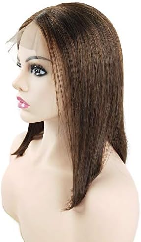 Mila 10inch/25cm Short Bob 100% Real Human Hair Lace Front Wig For Black Women Pre Plucked With Baby Hair Color Medium Brown 4#