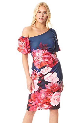 Roman-Originals-Donne-Floreale-Vestitino-Scuba-Donne-Serata-Cocktail-Party-Occasioni-Speciali-Estate-Vacanze-Matrimonio-Ospite-Lunghezza-Ginocchio-Ascot-Giorno