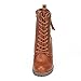 DREAM PAIRS Silverado Women's Vegan Round Toe Stacked Lug Heel Lace Up Ziopper Ankle Booties Boots Tan Size 8