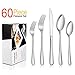 LIANYU 60-Piece Silverware Flatware Set for 12, Stainless Steel Cutlery Set, Kitchen Restaurant Tableware, Mirror Finished, Dishwasher Safe