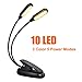 Music Stand Light - HENGSHENG 10 LED Eye-Care Warm Book Light for Reading in Bed - Clip on Book Lamp (USB and Battery Operated) for Bookworms, Kids & Music Players,Black