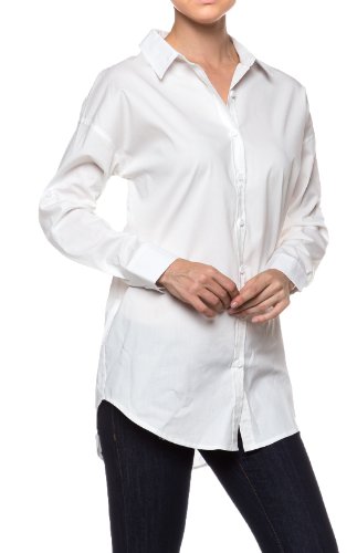 A.S WOMENS RELAXED PREMIUM COTTON BUTTON DOWN BLOUSE SHIRTS (OVERSIZE)