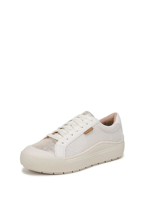 Dr. Scholl's Shoes Womens Time Off Sneaker Off White/Gold Smooth 6.5 M