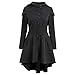 CharMma Women's Casual Single Breasted High Low Hem Lace Up Layered Hooded Coat (M, Black)