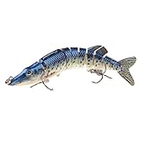 iLooper 9-Segement Pike Fishing Lure Baits with Mouth, Fishing Lures Swimbait Hard Bait (Length 4.9inch, Weight 0.71oz)