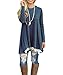 Sanifer Women Lace Long Sleeve Tunic Top Blouse with Leggings (Large, Blue)
