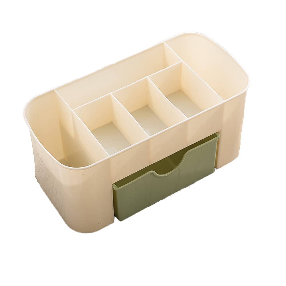Makeup Box Organizer, Desktop Cosmetics Storage Case with Drawers and Compartment for Stationery/Skincare/Jewelry (Green)