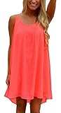 ReachMe Womens Summer Sexy Vibrant Color Chiffon Bathing Suit Cover Up(3 Solid Coral L)