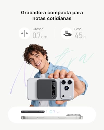 BOYA Notra Grabadora de Voz AI, Control por Aplicación, Transcripción y Resumen con Tecnología IA, 64GB de Memoria, Grabadora de Audio para Conferencias, Reuniones, Llamadas Negro