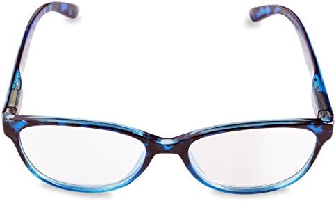 Inner Vision Women's Reading Glasses w/Spring Hinges & Case - (2.0 x Magnification) - Blue & Grey Tortoise