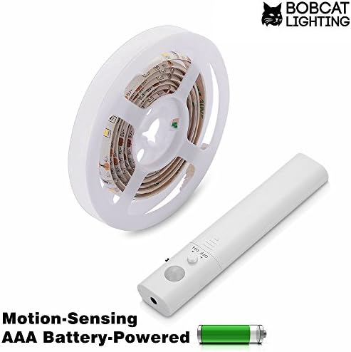 Motion Activated LED Strip Lighting for Closet or Under Cabinet - Battery Powered Motion Sensing Stick Anywhere - Bright 40 Inch LED Strip Light, Warm White 2700K