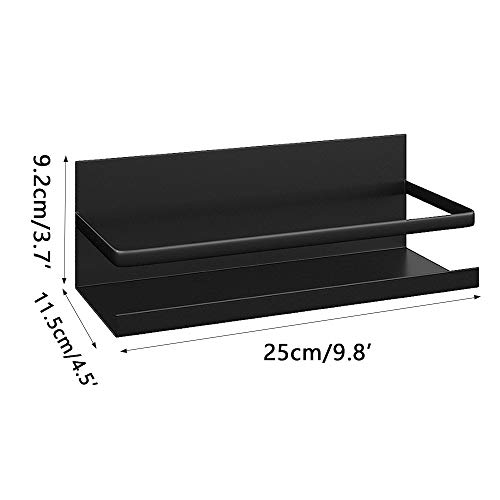 thumbnail image 2 of Pack Of 2 Spice Rack Wall No Drilling Magnetic Spice Rack Hanging Spice Organiser With Hooks Kitchen Shelf Wall No Drilling For Kitchen, Cupboard, Cabinet Door, Pantry Door (Black 2 of 14