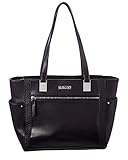 Kenneth Cole Reaction Womens Kay Faux Leather Embossed Tote Handbag Black Medium