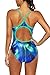 ALove Women's Printed Athletic One Piece Swimsuit Sports Swimwear Training Suit