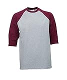 Pro Club Men's 3/4 Sleeve Baseball Shirt - Large - Gry/Marn