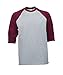 Pro Club Men's 3/4 Sleeve Baseball Shirt - Large - Gry/Marn
