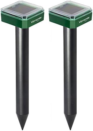 VENSMILE 2 Pieces Solar Sonic Mole Repellent Gopher Vole Deterrent Chaser Spike
