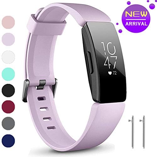 HQzon Compatible Bands/Clips Replacement for Fitbit Inspire & Fitbit Inspire HR Fitness Tracker, Made of Soft Comfortable Silicone๏ผBand-Purple-L๏ผ