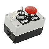 uxcell Key Lock on/off Switch Red Mushroom Push Button Station