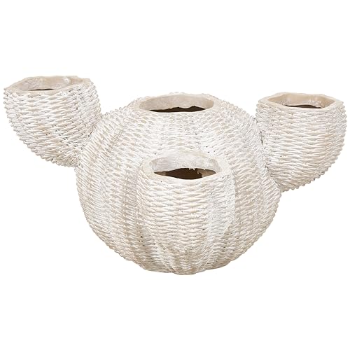 Deco 79 Resin Cactus Indoor Outdoor Planter Wide Textured Small Planter Pot, Pl…