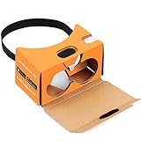 QPAU Google Cardboard 3D VR Glasses Kit, 45mm Lenses for Android and iOS - Orange