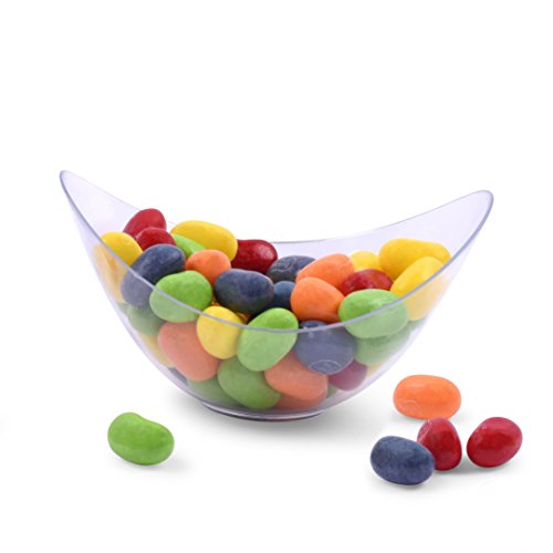 zappy 50 Mini Party Bowls - Clear, Disposable, 2 oz / Cup each, Oval & Elegant - Dessert, Appetizer, Mousse & More