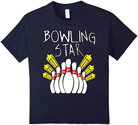 Kids Bowling Star Funny Bowling T-Shirt 10 Navy