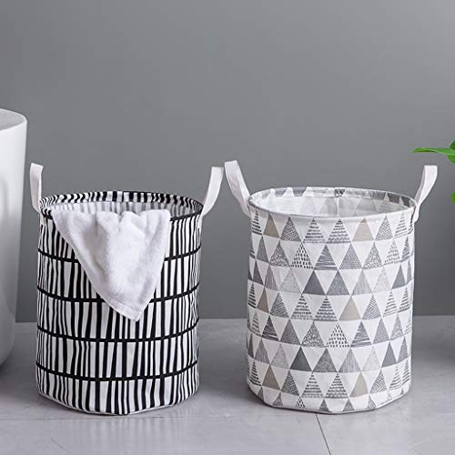 BiuBuy Large Laundry Basket Drawstring Waterproof Round Storage Basket Canvas Laundry Hamper Bucket with Handles for Storage Bin,Kids Room,Home Organizer,Nursery Storage (A)