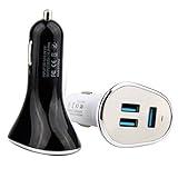 Oenbopo Universal Mini Bullet 6.3A 3-Port USB 3.0 Car Charger Power Adapter High Speed for Iphone6s 6plus Samsung Note5 4 3 S6 S5 Cellphone Tablets IPad Pro Ipad Mini4 (New Black)