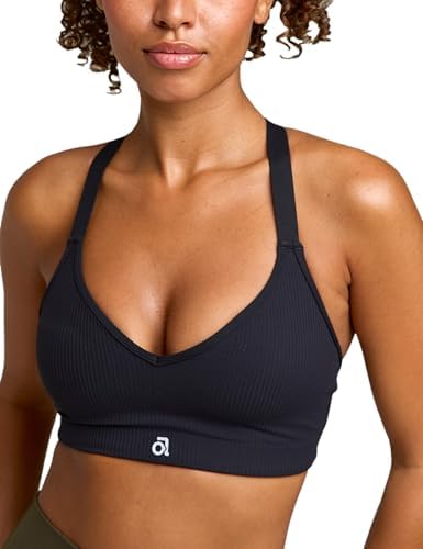 CRZ YOGA Womens Double Lined Triangle Strappy Sports Bra