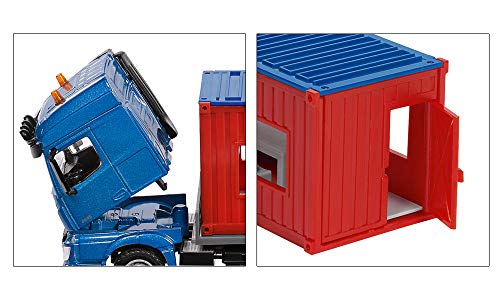 siku 3556, LKW mit Baucontainer, 1:50, Metall/Kunststoff, Blau/Rot, Inkl. Kran zum Abnehmen des Containers – Bild 6
