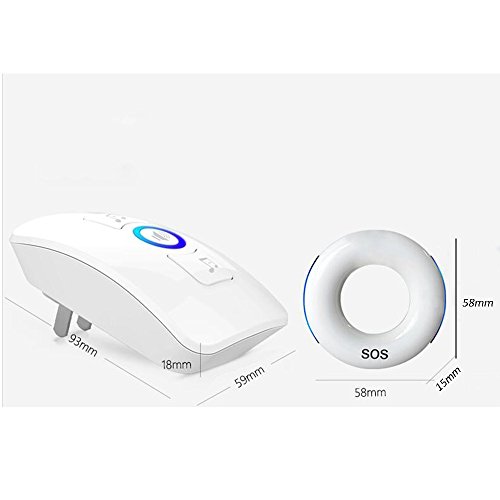 Elderly Pager Smart Remote Control Home Intercom Medical Portable Lanyard Wireless Pager Alarm Ringing Emergency Call Pager,White(1Host+1Button+WhiteBedsideButton)