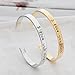 Mecoo Womens Charm Bangle Silver＆Gold Color Letter Carve 
