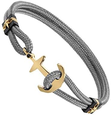 MOASEE Gold Nautical Charm Anchor Bracelet for Men Multi-Wrap Paracord Rope Bracelets