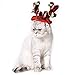 FLAdorepet Dog Elk Reindeer Antler Hat Cap Bling Dog Cat Pet Christmas Costume Outfits Small Dog Headwear Hair Grooming Accessories (S, Red)