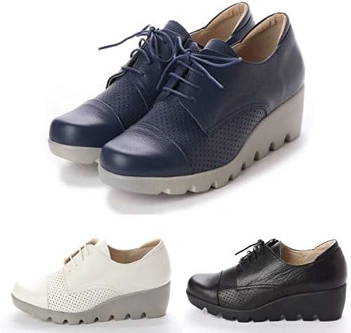 Amazon 日本製 本革 レースアップシューズ レディース スニーカー ローカット コンフォート カジュアルシューズ レザー 厚底 ウェッジヒール 甲高 幅広 3e パンチング ノーブランド品 スニーカー
