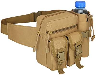 SOMEI HoYiXi Portable Tactical Waist Bag with Water Bottle Pouch for Hiking Walking Cycling Climbing Fishing Waterproof Military Waist Belt Utility Water Bottle Pouch Pack- Black