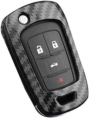 Dynamicoz Black Carbon Fiber Key Case Fob Bag Holder ABS Hard Shell Cover Parts With Keychain Fit For Cruze Malibu Camaro Impala Equinox For Buick LaCrosse Regal fine