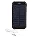 Solar Charger, Portable Power Bank 10000mAh Dual USB Battery Charger External Backup Power Pack for Cellphone Camera GPS Tablets and Other 5V USB Devices-Black