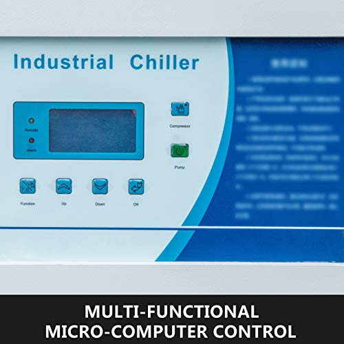 Mophorn 5 Tons Air-Cooled Industrial Chiller 5 HP Compressor Finned Condenser Micro-Computer Control & 67L Stainless Steel Water Tank