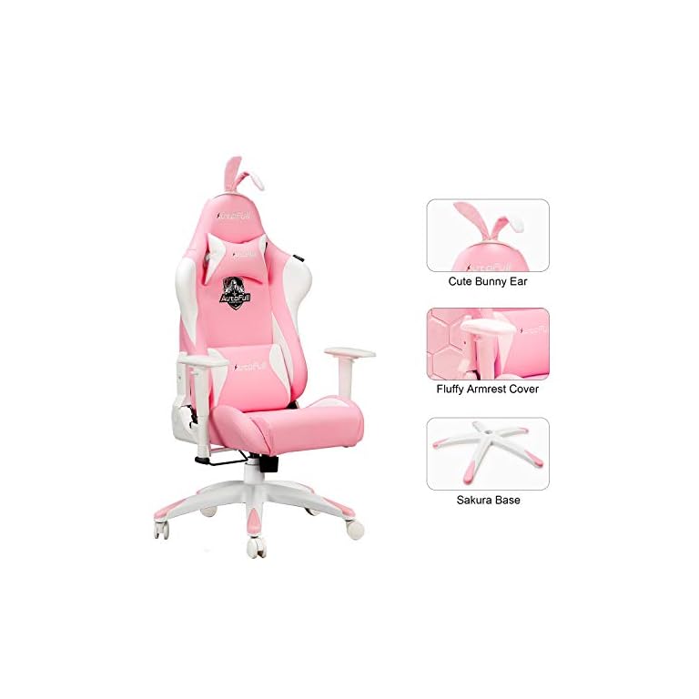 AutoFull C2 Pink Bunny Gaming Chair Ergonomic Office Chair PU Leather