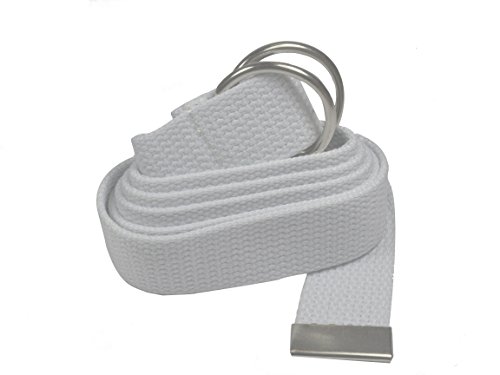 Gelante Canvas Web D Ring Belt Silver Buckle Military Style for men women-2052-White (L/XL)