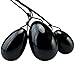 rockcloud Black Obsidian Set of 3 Drilled Yoni Eggs with String, Massage Stones for Women to Train Pelvic Muscles Kegel Exercise