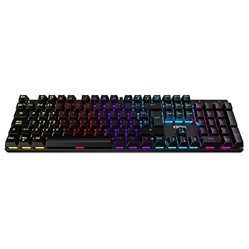KROM Gaming KASIC TKL -NXKROMKASICTKL- RGB Rainbow Mechanical Keyboard, No Number Kead, Game Mode, Anti-Gohsting, Windows 7/8/8.1/10, USB, SP Layout, Black, Normal