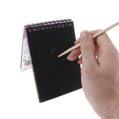 WYBS Kids Rainbow Colorful Scratch Art Kit Magic Drawing Painting Paper Notebook Gift - Thumbnail 3