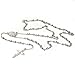 NYC Sterling Unisex Stainless Steel Rosary Chain Necklace with Cross 4MM, 24 Inch + 4 Inch Drop … (Silver Tone)